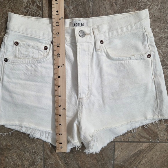 AGOLDE Parker High Rise White Denim Cutoff Shorts A026B-1183 Size 24 - Picture 3 of 8
